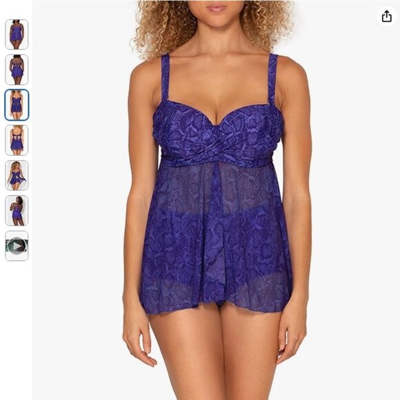 NEW Smart & Sexy Women's Plus-Size Twist Bandeau Tankini Top - Picture 3 of 6